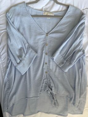 MICHAEL KORS Light Blue Womens 3/4 Sleeve Blouse XL